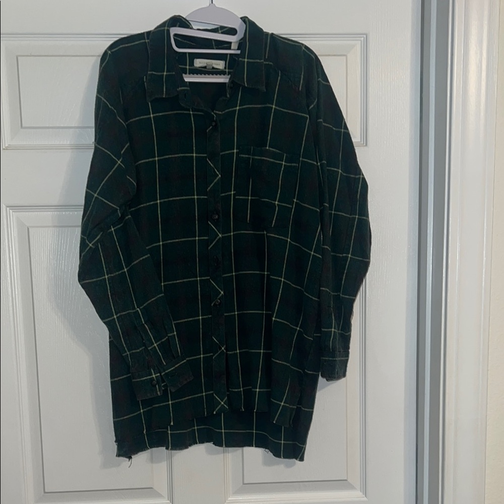 Green Plaid Button-Up Shirt